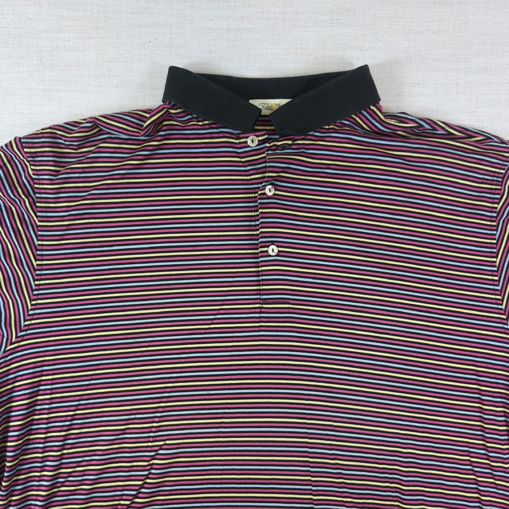 Peter Millar Mens XL Polo Shirt Double Mercerized Cotton Striped Short Sleeve - Picture 8 of 12
